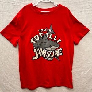 Cat & Jack Red Shark You're Totally Jawsome Kids Size 10/12 Tee T-Shirt New NWT